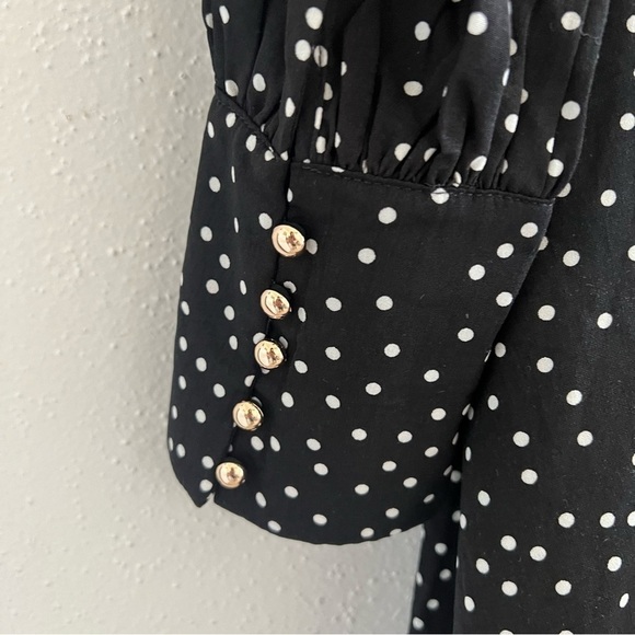 CISTAR M Black White Polka Dot Bow Tie Dress Large - Picture 7 of 8